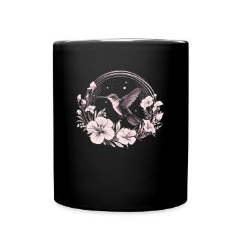 Kolibri Blumen - Tasse einfarbig - Schwarz - Vorne