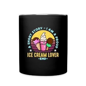 Amateur de crème glacée Une histoire courte Amateur de glace à la vanille - Mug uni - noir - Devant