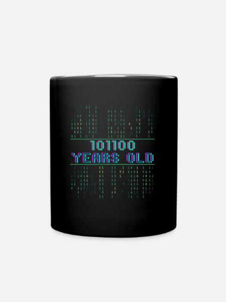44. Geburtstag 44 Jahre alt Binärcode Coder - Tasse einfarbig - Schwarz