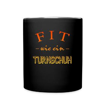 Fit wie ein Turnschuh - Tasse einfarbig - Schwarz - Vorne
