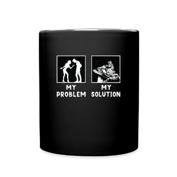 Course de motoneige Mon problème Mon pictogramme Papa Maman - Mug uni - noir - Devant