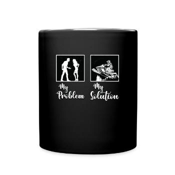 Course de motoneige Mon problème Mon pictogramme Maman Papa - Mug uni - noir - Devant