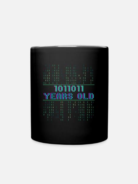 91st Birthday 91 years old Binary Code Computer Science - Full Colour Mug - black