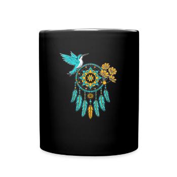Hummingbird Dreamcatcher Bird - Full Colour Mug - black - Front