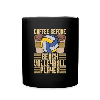 Volley-ball de plage Café Joueur de volley-ball Amateur de café - Mug uni - noir - Devant