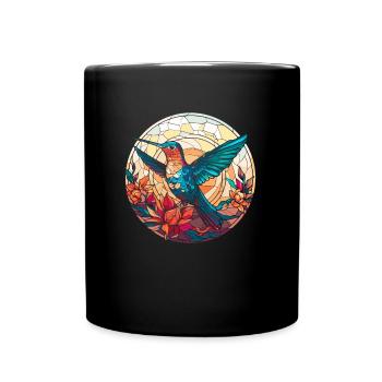 Hummingbird Stained Glass - Full Colour Mug - black - Front