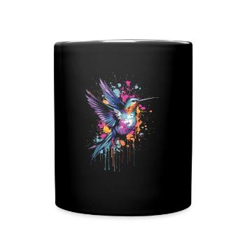 Kolibri Watercolor Hummingbird - Tasse einfarbig - Schwarz - Vorne