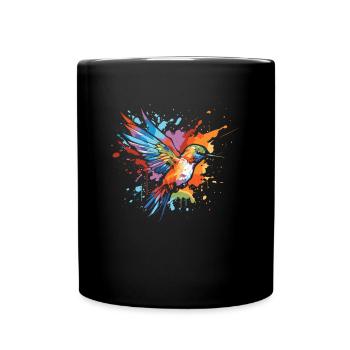 Kolibri Watercolor Hummingbird - Tasse einfarbig - Schwarz - Vorne