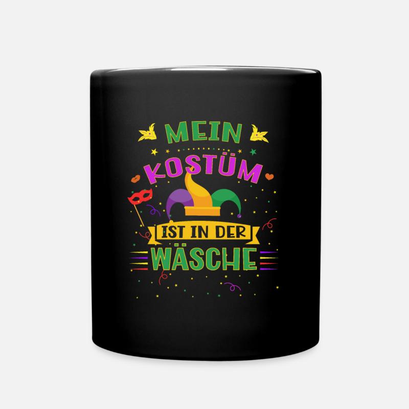 Fasching Kostüm Ersatz - Karneval zur Fastnacht - Tasse einfarbig - Schwarz