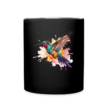Kolibri Watercolor Hummingbird - Tasse einfarbig - Schwarz - Vorne