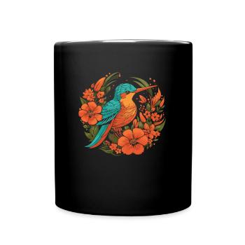 Kolibri Blumen - Tasse einfarbig - Schwarz - Vorne