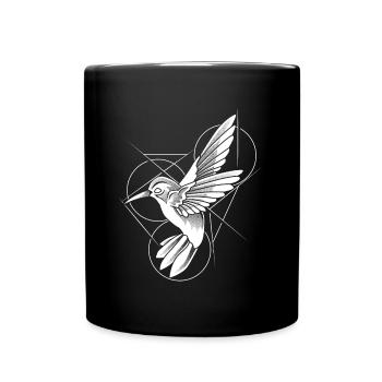 Hummingbird Abstract Line Art - Full Colour Mug - black - Front