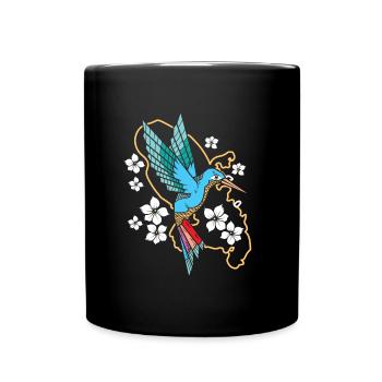 Kolibri Blumen - Tasse einfarbig - Schwarz - Vorne