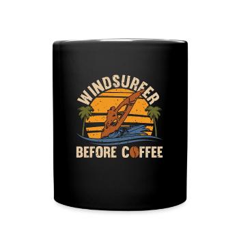 Véliplanchiste avant le café Surfing amateur de café - Mug uni - noir - Devant