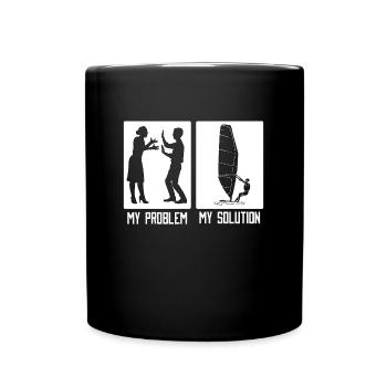 Véliplanchiste Mon problème Mon pictogramme Papa Maman Surf - Mug uni - noir - Devant