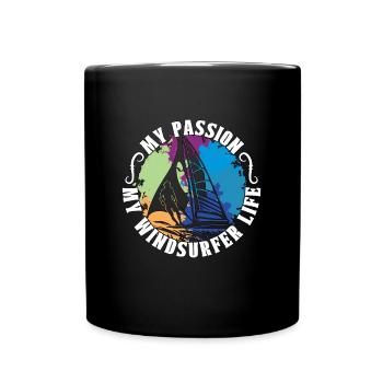 Windsurfer Ma Passion Ma Vie de Windsurfer Wakeboard - Mug uni - noir - Devant