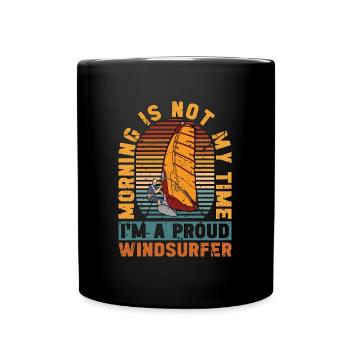 Windsurfer Morning Is Not My Time, je suis un surboarder - Mug uni - noir - Devant