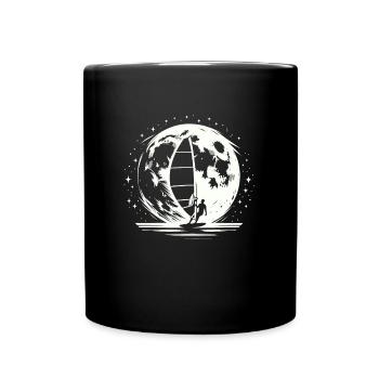 Windsurfen Windsurfer Mond - Tasse einfarbig - Schwarz - Vorne