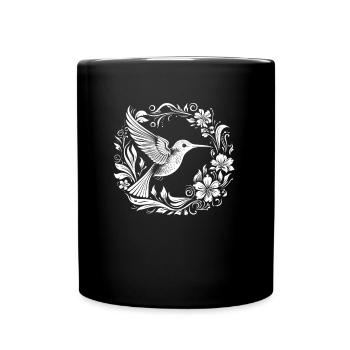Kolibri Blumen - Tasse einfarbig - Schwarz - Vorne