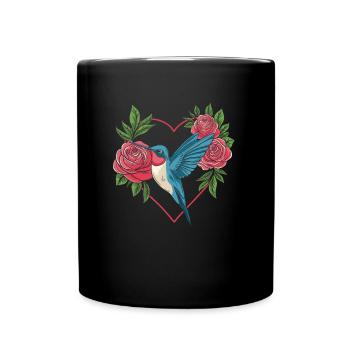 Colibri Coeur Amour Oiseau - Mug uni - noir - Devant