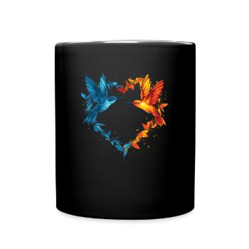 Colibri Coeur Coeur Amour Oiseau - Mug uni - noir - Devant