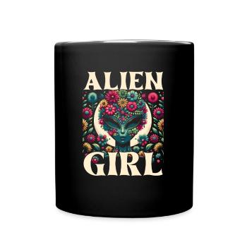 Alien Außerirdischer Alien Girl - Tasse einfarbig - Schwarz - Vorne