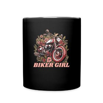 Motorrad Girl Biker Girl - Tasse einfarbig - Schwarz - Vorne