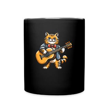 Akustikgitarre Katze - Tasse einfarbig - Schwarz - Vorne