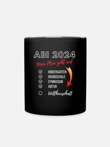 Lustiges Abi 2024 Werdegang Checkliste Plan Abitur - Tasse einfarbig - Schwarz