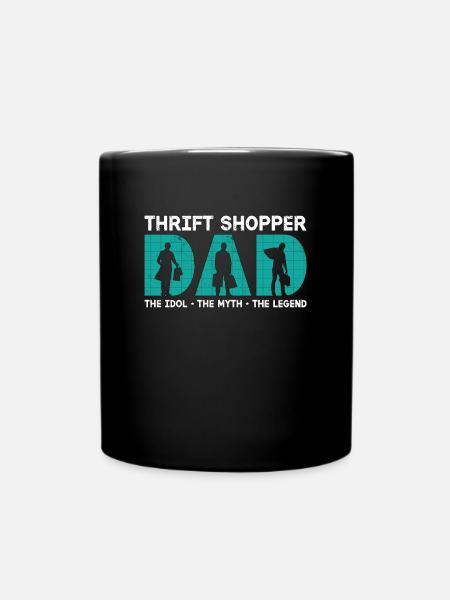 Thrift Shopper Dad The Idol Loves Thrift Shopping - Full Colour Mug - black