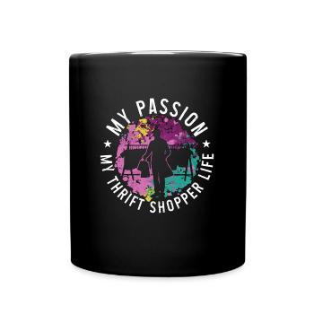 Friperie Ma passion Ma friperie Puces - Mug uni - noir - Devant
