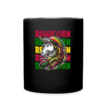 Reggae Unicorn Reggicorn - Full Colour Mug - black - Front