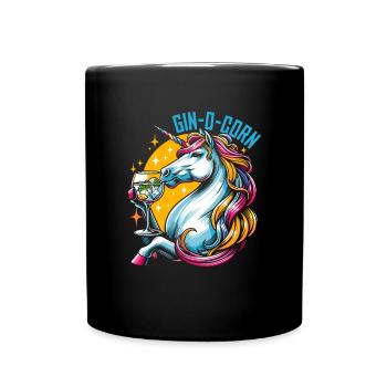 Gin Unicorn Ginocorn - Full Colour Mug - black - Front