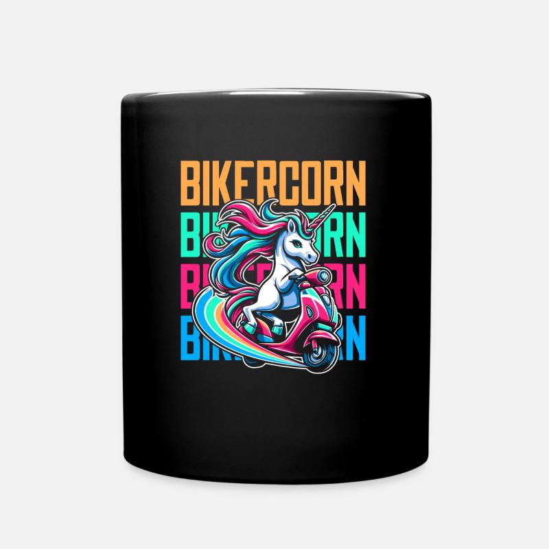 Motorroller Einhorn Scootercorn - Tasse einfarbig - Schwarz