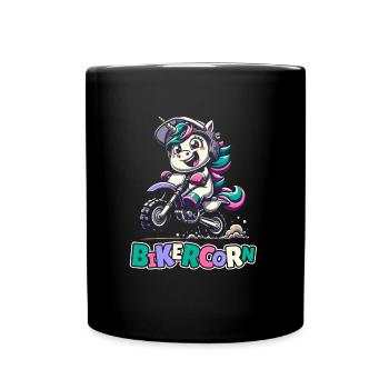 Mx Motocross Dirt Bike Unicorn Bikercorn - Full Colour Mug - black - Front