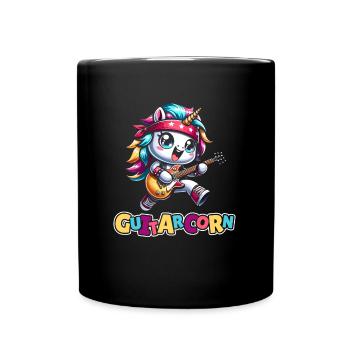 E Gitarre Elektrogitarre Einhorn Guitarcorn - Tasse einfarbig - Schwarz - Vorne