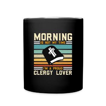 Le matin n’est pas mon heure, je suis pasteur - Mug uni - noir - Devant