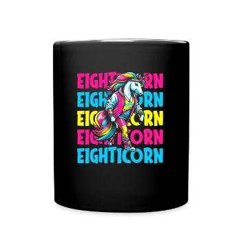 80s Eighties Unicorn Eighticorn - Full Colour Mug - black - Front