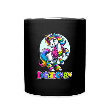 80s Eighties Unicorn Eighticorn - Full Colour Mug - black - Front