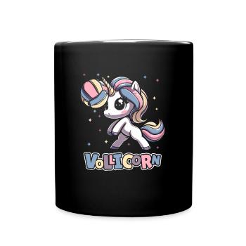 Volleyball Volleyballer Einhorn Vollicorn - Tasse einfarbig - Schwarz - Vorne