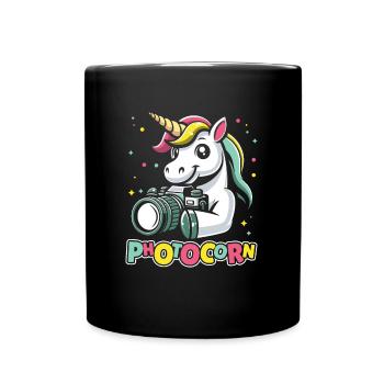 Fotograf Fotografie Kamera Einhorn Photocorn - Tasse einfarbig - Schwarz - Vorne