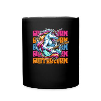 E Gitarre Elektrogitarre Einhorn Guitarcorn - Tasse einfarbig - Schwarz - Vorne