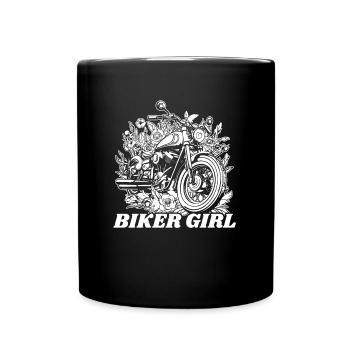 Motorrad Girl Biker Girl - Tasse einfarbig - Schwarz - Vorne