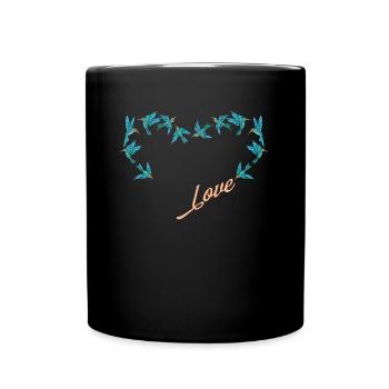 Colibri Coeur Coeur Amour Oiseau - Mug uni - noir - Devant