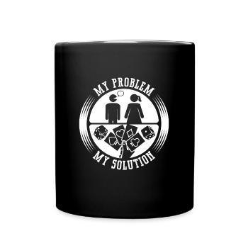 Joueur de dés de poker Mon problème Mon pictogramme Maman Papa - Mug uni - noir - Devant