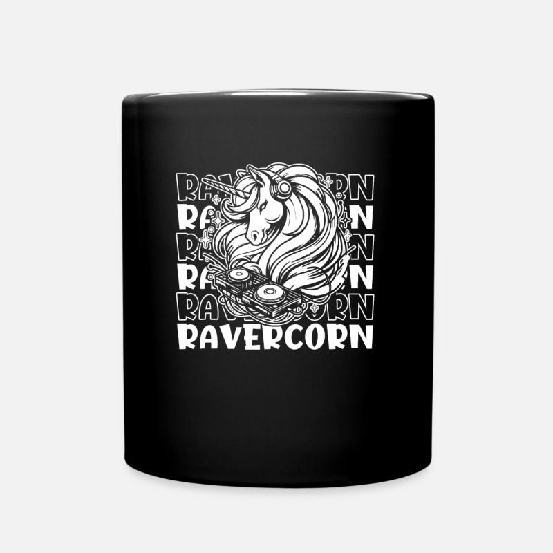 Techno Raver Einhorn Ravercorn - Tasse einfarbig - Schwarz
