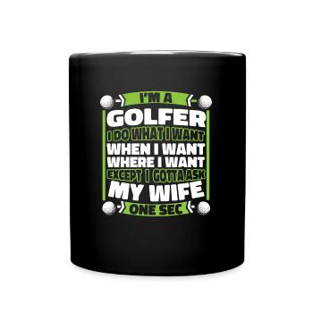 Golf Golfer Golfen - Tasse einfarbig - Schwarz - Vorne