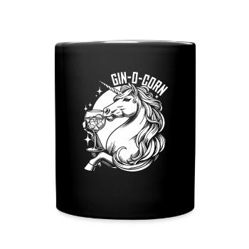 Gin Unicorn Ginocorn - Full Colour Mug - black - Front