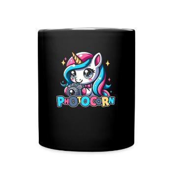 Fotograf Fotografie Kamera Einhorn Photocorn - Tasse einfarbig - Schwarz - Vorne