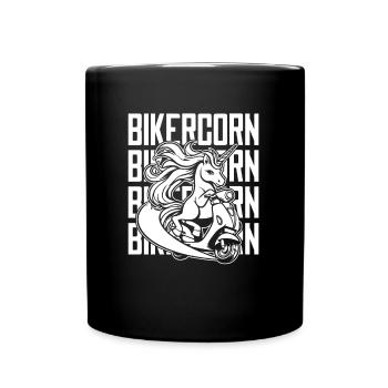 Motorroller Einhorn Scootercorn - Tasse einfarbig - Schwarz - Vorne